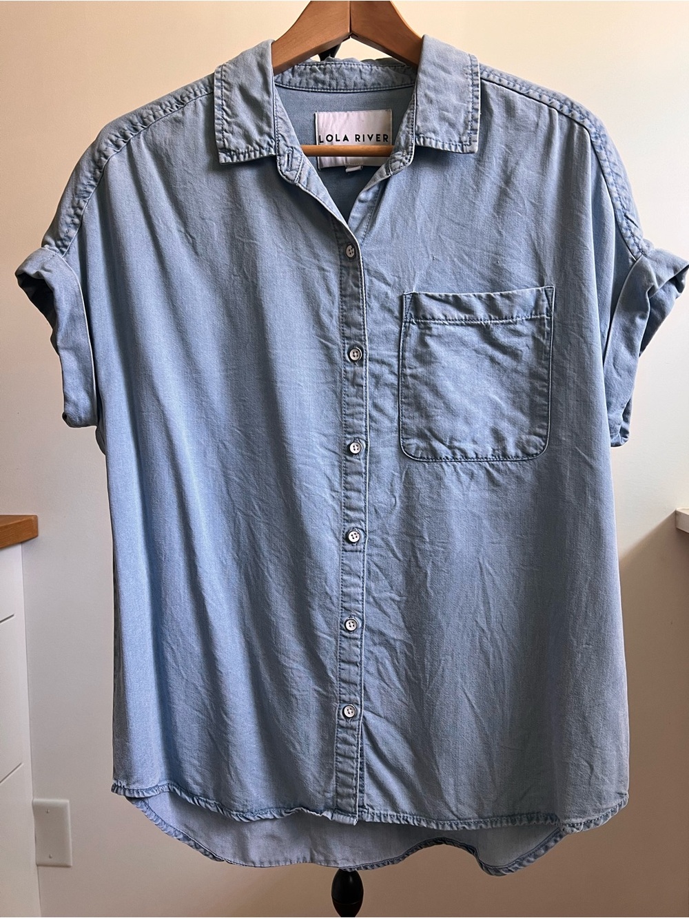 Lola River Light Blue Short-Sleeve Button-Down Shirt